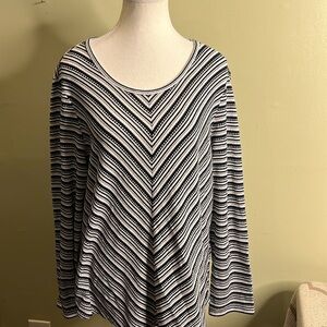 Chico’s Hummingbird Stripe Scoop-Neck long sleeve top